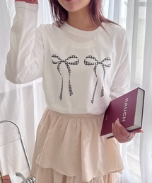 オシャレロングリボンデザインロンT/長袖Tシャツ