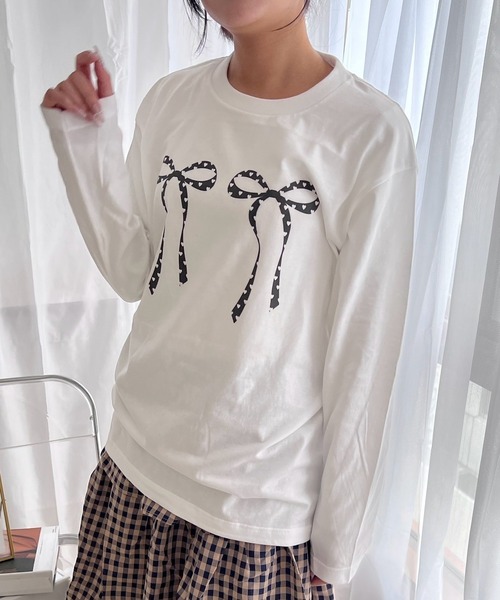 cuorequal(クオレコール)の「オシャレロングリボンデザインロンT/長袖Tシャツ(Tシャツ/カットソー・レディース・B/C/A・MEDIUM)」の3枚目の写真