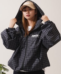 1111clothing(tH[N[WO)̃`FbN _uZIP t[hu] / Checkered Double Zip Hooded Blouson(u])