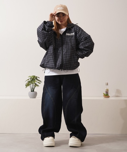 1111clothing(ワンフォークロージング)の「チェック柄 ダブルZIP フードブルゾン / Checkered Double Zip Hooded Blouson(ブルゾン・メンズ・ブラック/ネイビー/ブラウン/レッド・M/L)」の11枚目の写真