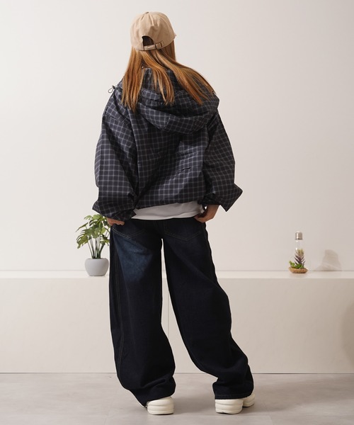1111clothing(ワンフォークロージング)の「チェック柄 ダブルZIP フードブルゾン / Checkered Double Zip Hooded Blouson(ブルゾン・メンズ・ブラック/ネイビー/ブラウン/レッド・M/L)」の14枚目の写真