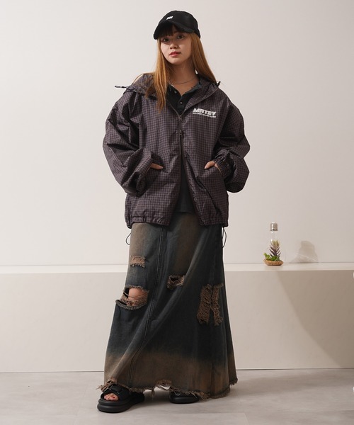 1111clothing(ワンフォークロージング)の「チェック柄 ダブルZIP フードブルゾン / Checkered Double Zip Hooded Blouson(ブルゾン・メンズ・ブラック/ネイビー/ブラウン/レッド・M/L)」の20枚目の写真