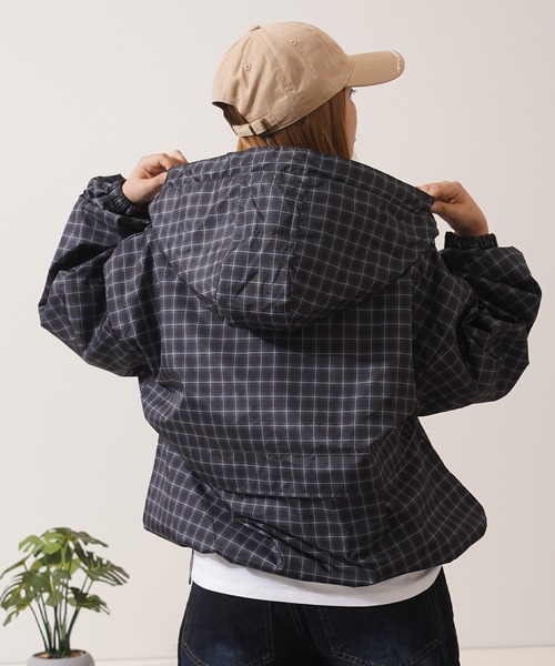 1111clothing(ワンフォークロージング)の「チェック柄 ダブルZIP フードブルゾン / Checkered Double Zip Hooded Blouson(ブルゾン・メンズ・ブラック/ネイビー/ブラウン/レッド・M/L)」の10枚目の写真