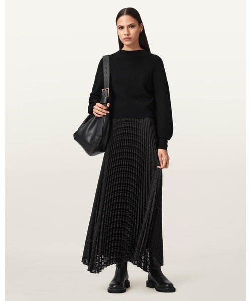 ALLSAINTS(オールセインツ)の「SINEAD 2-IN-1 PLEATED DRESS | SINEAD 2-IN-1 プリーツ ドレス・ワンピース(ワンピース・レディース・ブラック・S/M/L/XS)」の1枚目の写真