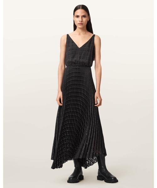 ALLSAINTS(オールセインツ)の「SINEAD 2-IN-1 PLEATED DRESS | SINEAD 2-IN-1 プリーツ ドレス・ワンピース(ワンピース・レディース・ブラック・S/M/L/XS)」の4枚目の写真