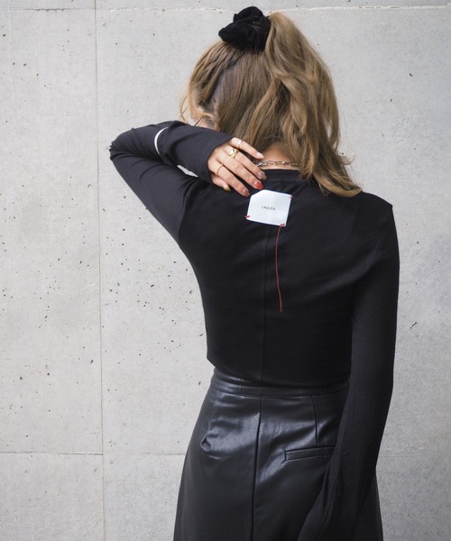 LAULEN(ローレン)の「back tag sheer tops /ウールブレンドバックタグシアートップス(Tシャツ/カットソー・レディース・ホワイト/チャコールグレー/ブラック・FREE)」の20枚目の写真