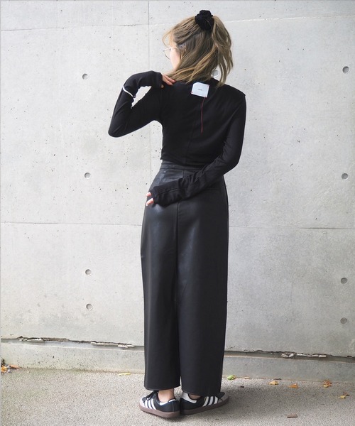 LAULEN(ローレン)の「back tag sheer tops /ウールブレンドバックタグシアートップス(Tシャツ/カットソー・レディース・ホワイト/チャコールグレー/ブラック・FREE)」の15枚目の写真