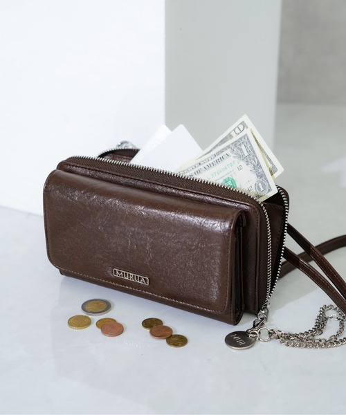 MURUA(ムルーア)の「【MURUA/ムルーア】 FRAME METAL SERIES ウォレットショルダー(財布・レディース・アイボリー/ブラック/ブラウン・FREE)」の3枚目の写真