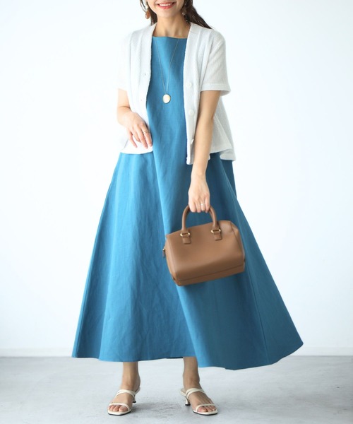Ehre style(エーレスタイル)の「夏~秋のお出かけに常備したい!Aラインニットカーデ(カーディガン/ボレロ・レディース・ネイビー/ブラウン/ホワイト・FREE)」の6枚目の写真