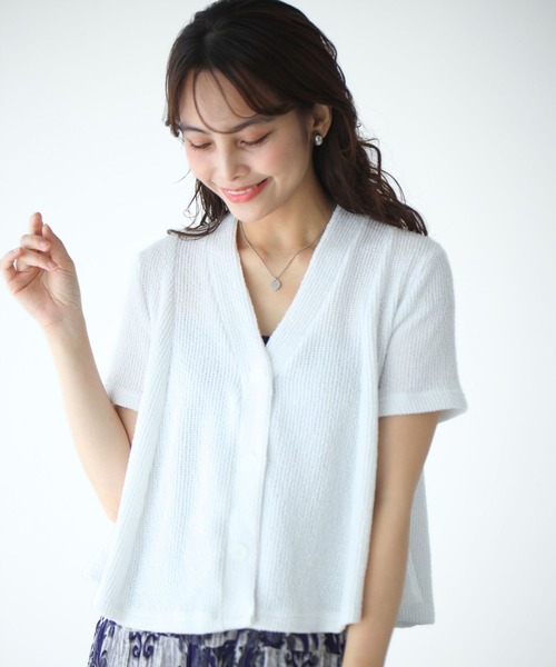Ehre style(エーレスタイル)の「夏~秋のお出かけに常備したい!Aラインニットカーデ(カーディガン/ボレロ・レディース・ネイビー/ブラウン/ホワイト・FREE)」の18枚目の写真