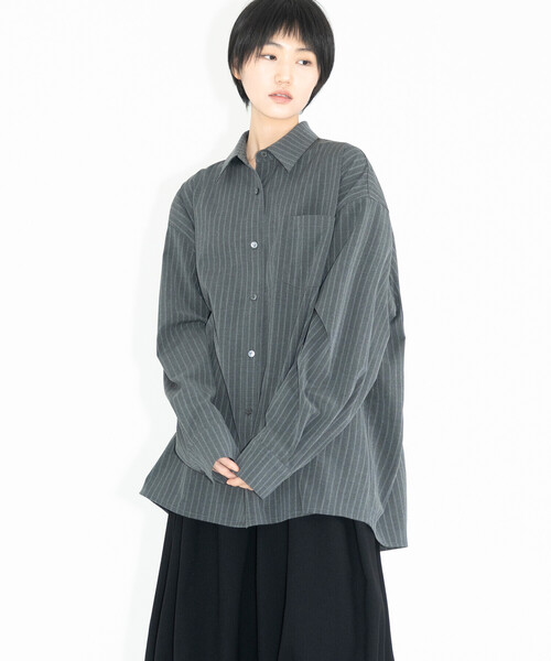 Bshop（ビショップ）の「eunoia | ウールライク ストライプシャツ 