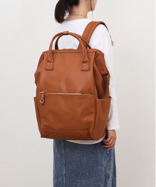 anello(アネロ)の「anello RE:レトロ 口金リュックL(バックパック/リュック・レディース・ブラック/キャメル/ベージュ系その他/グレー/アイボリー/ネイビー・FREE)」の6枚目の写真