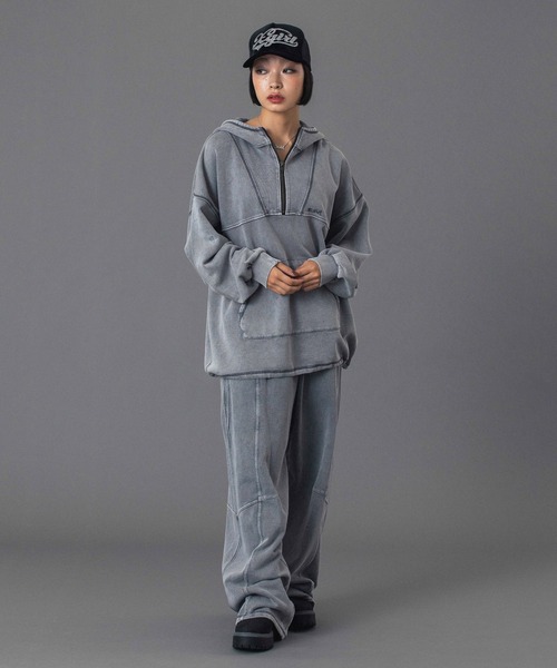 X-girl（エックスガール）の「BLEACHED SWEAT PANTS（スウェットパンツ・レディース・グレー/ライトブルー/ピンク・S/M）」の10枚目の写真