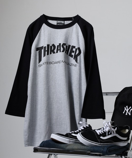 セール】THRASHER 5.6oz FLAME MAG LOGO 3/4 TEE 7分袖 フレイム 