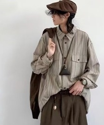 ストライプ柄オーバーサイズシャツ