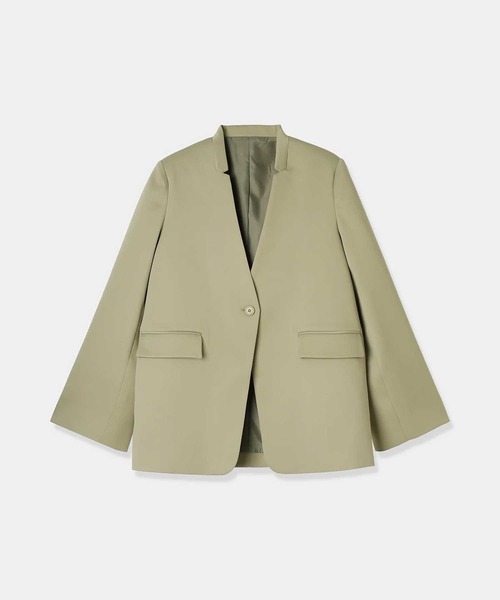 louren/ローレン】notched collar jacket/マットサテンノー