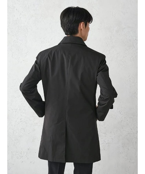 セール】無地ステンカラーコート 脱着ライナー付き ブラック（ステン