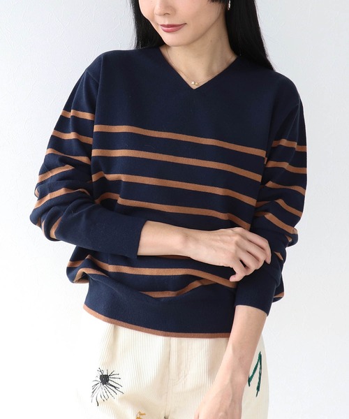 Three Four Time(スリーフォータイム)の「発熱加工ウォッシャブルVネックプルオーバー(Tシャツ/カットソー・レディース・レッド/ブラック/オフホワイト/イエロー/ラベンダー/ネイビー・FREE)」の4枚目の写真