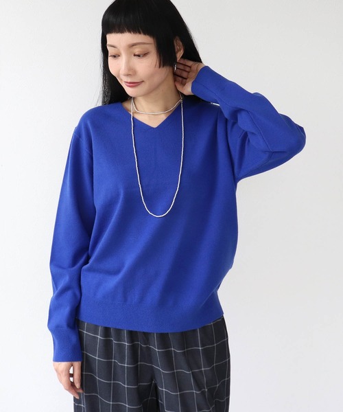 Three Four Time(スリーフォータイム)の「発熱加工ウォッシャブルVネックプルオーバー(Tシャツ/カットソー・レディース・レッド/ブラック/オフホワイト/イエロー/ラベンダー/ネイビー・FREE)」の13枚目の写真