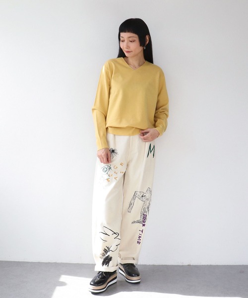 Three Four Time(スリーフォータイム)の「発熱加工ウォッシャブルVネックプルオーバー(Tシャツ/カットソー・レディース・レッド/ブラック/オフホワイト/イエロー/ラベンダー/ネイビー・FREE)」の17枚目の写真