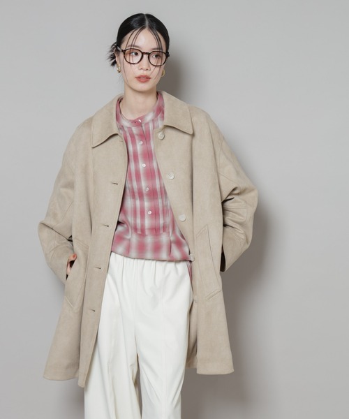 セール】フェイクスエードAラインミドルコート（ステンカラーコート