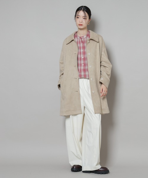 セール】フェイクスエードAラインミドルコート（ステンカラーコート