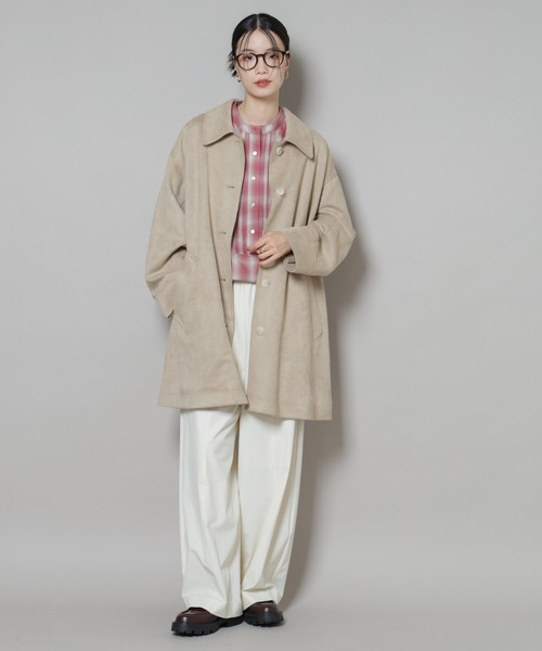 セール】フェイクスエードAラインミドルコート（ステンカラーコート