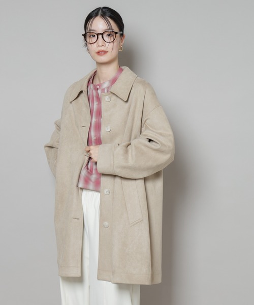 セール】フェイクスエードAラインミドルコート（ステンカラーコート