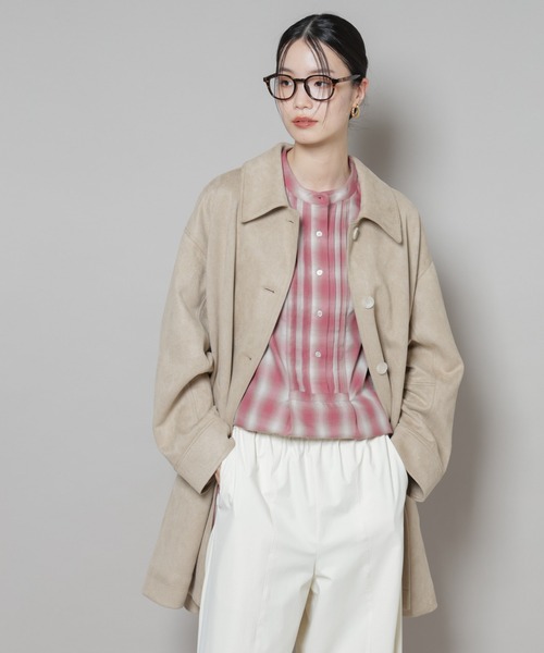 セール】フェイクスエードAラインミドルコート（ステンカラーコート