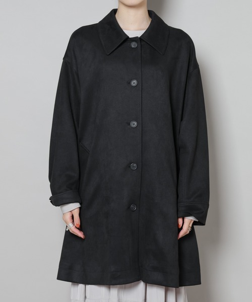 NANO universe（ナノユニバース）の「フェイクスエードAラインミドルコート（ステンカラーコート・レディース・ブラック/ベージュ・FREE）」の17枚目の写真