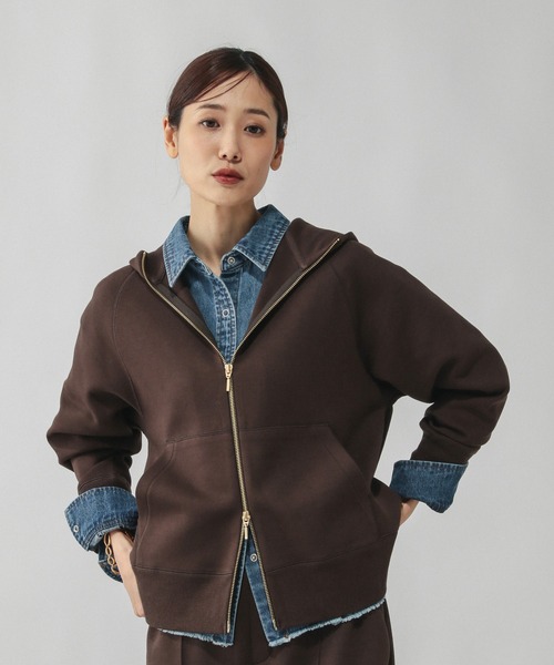 GLOBAL WORK(グローバルワーク)の「ダンボールジップパーカー/580938(パーカー・レディース・ネイビー/グレー/ブラック/グレイッシュベージュ/ダークブラウン/ブラウン系その他/サックスブルー/アイボリー・MEDIUM/LARGE)」の5枚目の写真