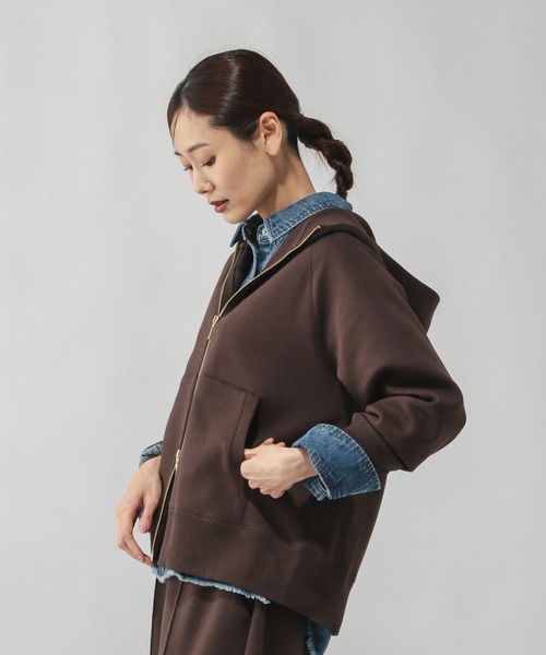 GLOBAL WORK(グローバルワーク)の「ダンボールジップパーカー/580938(パーカー・レディース・ネイビー/グレー/ブラック/グレイッシュベージュ/ダークブラウン/ブラウン系その他/サックスブルー/アイボリー・MEDIUM/LARGE)」の10枚目の写真