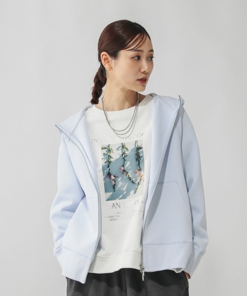 GLOBAL WORK(グローバルワーク)の「ダンボールジップパーカー/580938(パーカー・レディース・ネイビー/グレー/ブラック/グレイッシュベージュ/ダークブラウン/ブラウン系その他/サックスブルー/アイボリー・MEDIUM/LARGE)」の14枚目の写真