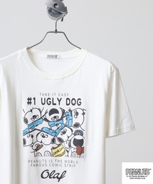 PEANUTS 密集柄プリント天竺半袖Tシャツ