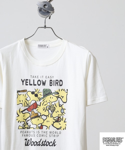 PEANUTS（ピーナッツ）の「PEANUTS 密集柄プリント天竺半袖Tシャツ（Tシャツ/カットソー・メンズ・ライトグリーン/ブラック/ホワイト系/サックスブルー/ホワイト系1/オフホワイト・M/L/LL）」の4枚目の写真