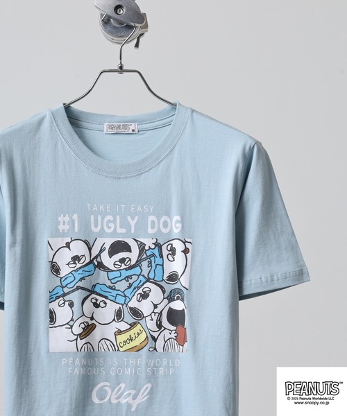 PEANUTS（ピーナッツ）の「PEANUTS 密集柄プリント天竺半袖Tシャツ（Tシャツ/カットソー・メンズ・ライトグリーン/ブラック/ホワイト系/サックスブルー/ホワイト系1/オフホワイト・M/L/LL）」の6枚目の写真