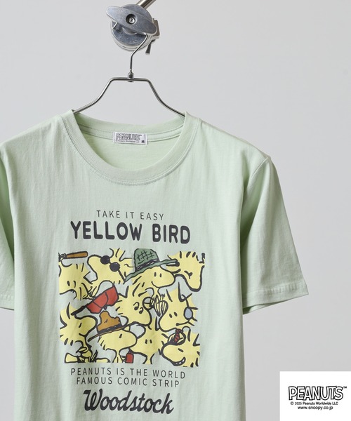 PEANUTS（ピーナッツ）の「PEANUTS 密集柄プリント天竺半袖Tシャツ（Tシャツ/カットソー・メンズ・ライトグリーン/ブラック/ホワイト系/サックスブルー/ホワイト系1/オフホワイト・M/L/LL）」の5枚目の写真