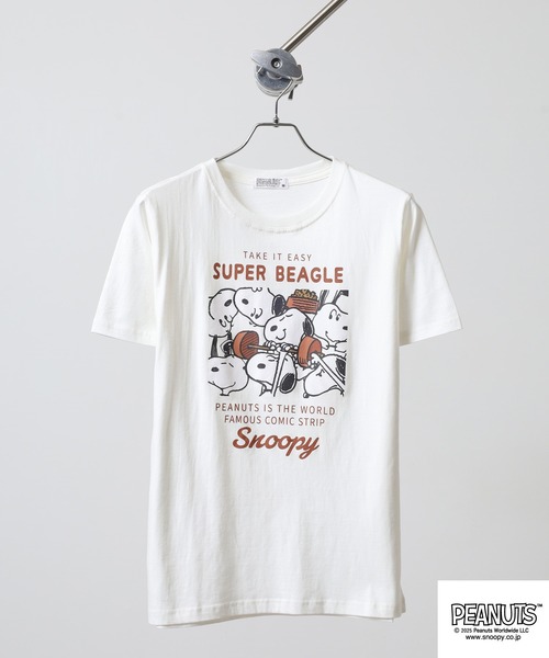 PEANUTS（ピーナッツ）の「PEANUTS 密集柄プリント天竺半袖Tシャツ（Tシャツ/カットソー・メンズ・ライトグリーン/ブラック/ホワイト系/サックスブルー/ホワイト系1/オフホワイト・M/L/LL）」の14枚目の写真