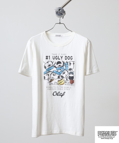 PEANUTS（ピーナッツ）の「PEANUTS 密集柄プリント天竺半袖Tシャツ（Tシャツ/カットソー・メンズ・ライトグリーン/ブラック/ホワイト系/サックスブルー/ホワイト系1/オフホワイト・M/L/LL）」の7枚目の写真