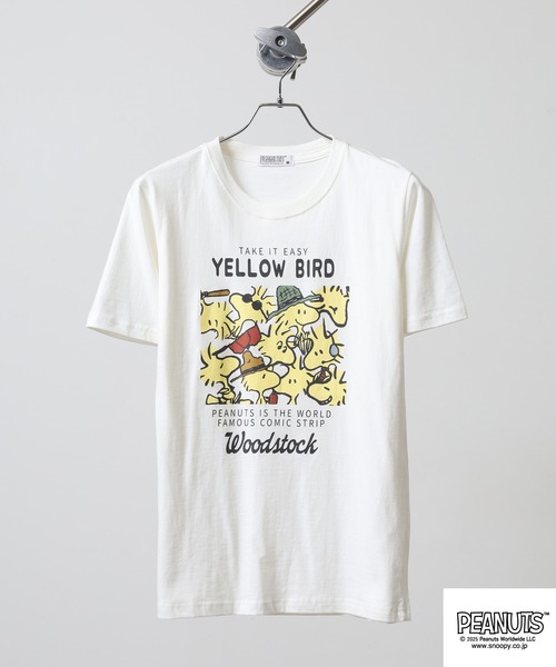 PEANUTS（ピーナッツ）の「PEANUTS 密集柄プリント天竺半袖Tシャツ（Tシャツ/カットソー・メンズ・ライトグリーン/ブラック/ホワイト系/サックスブルー/ホワイト系1/オフホワイト・M/L/LL）」の9枚目の写真