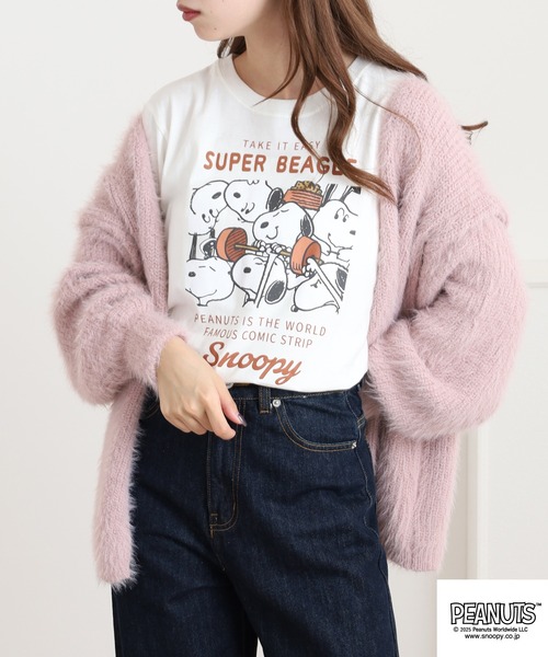 PEANUTS（ピーナッツ）の「PEANUTS 密集柄プリント天竺半袖Tシャツ（Tシャツ/カットソー・メンズ・ライトグリーン/ブラック/ホワイト系/サックスブルー/ホワイト系1/オフホワイト・M/L/LL）」の19枚目の写真