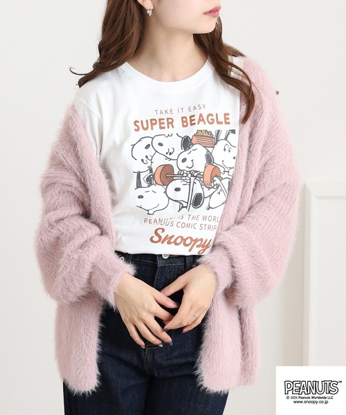 PEANUTS（ピーナッツ）の「PEANUTS 密集柄プリント天竺半袖Tシャツ（Tシャツ/カットソー・メンズ・ライトグリーン/ブラック/ホワイト系/サックスブルー/ホワイト系1/オフホワイト・M/L/LL）」の20枚目の写真