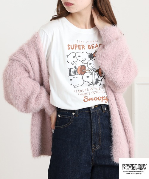 PEANUTS（ピーナッツ）の「PEANUTS 密集柄プリント天竺半袖Tシャツ（Tシャツ/カットソー・メンズ・ライトグリーン/ブラック/ホワイト系/サックスブルー/ホワイト系1/オフホワイト・M/L/LL）」の21枚目の写真