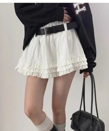 【5色展開】ベルト付き|フリルティアードミニスカート