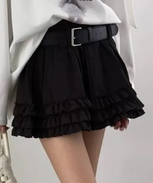 【5色展開】ベルト付き|フリルティアードミニスカート