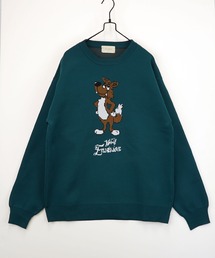 【GROOVY STORE】ダブルジャカード スウェットライク デザインニットクルー ワイドシルエット