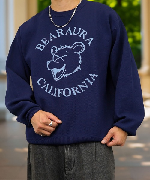 Burner（バーナー）の「【GROOVY STORE】ダブルジャカード スウェットライク デザインニットクルー ワイドシルエット（スウェット・メンズ・ブラック系その他4/チャコール/ダークグリーン系1/ダークグリーン系2/ネイビー/インディゴブルー/ダークインディゴブルー/オフホワイト/ブラック系その他3/ブラック系その他5/ダークグリーン/ネイビー系/アイボリー/ブラック/ブラック系その他2/チャコールグレー/ライトホワイト/ブラック系その他6・M/L/LL）」の15枚目の写真