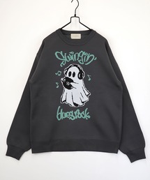 【GROOVY STORE】ダブルジャカード スウェットライク デザインニットクルー ワイドシルエット