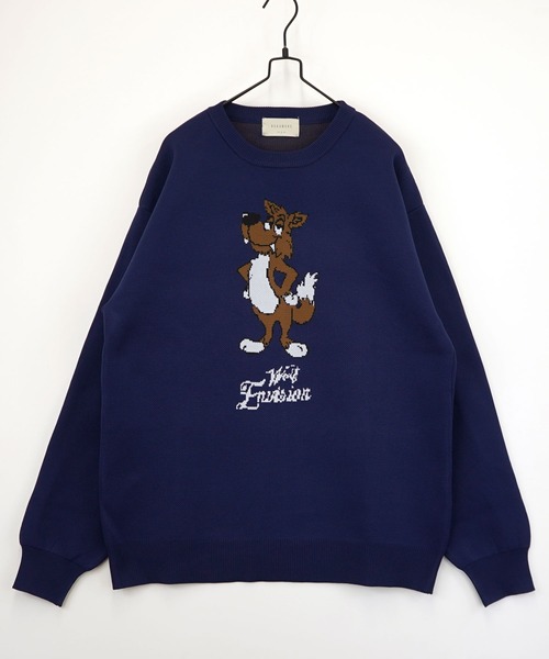 Burner（バーナー）の「【GROOVY STORE】ダブルジャカード スウェットライク デザインニットクルー ワイドシルエット（スウェット・メンズ・ブラック系その他4/チャコール/ダークグリーン系1/ダークグリーン系2/ネイビー/インディゴブルー/ダークインディゴブルー/オフホワイト/ブラック系その他3/ブラック系その他5/ダークグリーン/ネイビー系/アイボリー/ブラック/ブラック系その他2/チャコールグレー/ライトホワイト/ブラック系その他6・M/L/LL）」の16枚目の写真