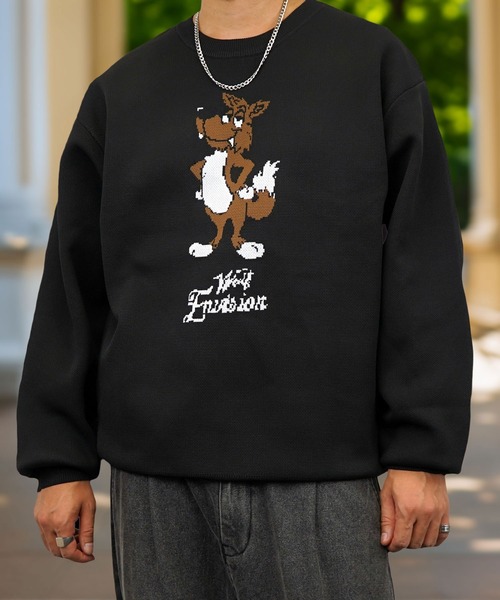 Burner（バーナー）の「【GROOVY STORE】ダブルジャカード スウェットライク デザインニットクルー ワイドシルエット（スウェット・メンズ・ブラック系その他4/チャコール/ダークグリーン系1/ダークグリーン系2/ネイビー/インディゴブルー/ダークインディゴブルー/オフホワイト/ブラック系その他3/ブラック系その他5/ダークグリーン/ネイビー系/アイボリー/ブラック/ブラック系その他2/チャコールグレー/ライトホワイト/ブラック系その他6・M/L/LL）」の7枚目の写真